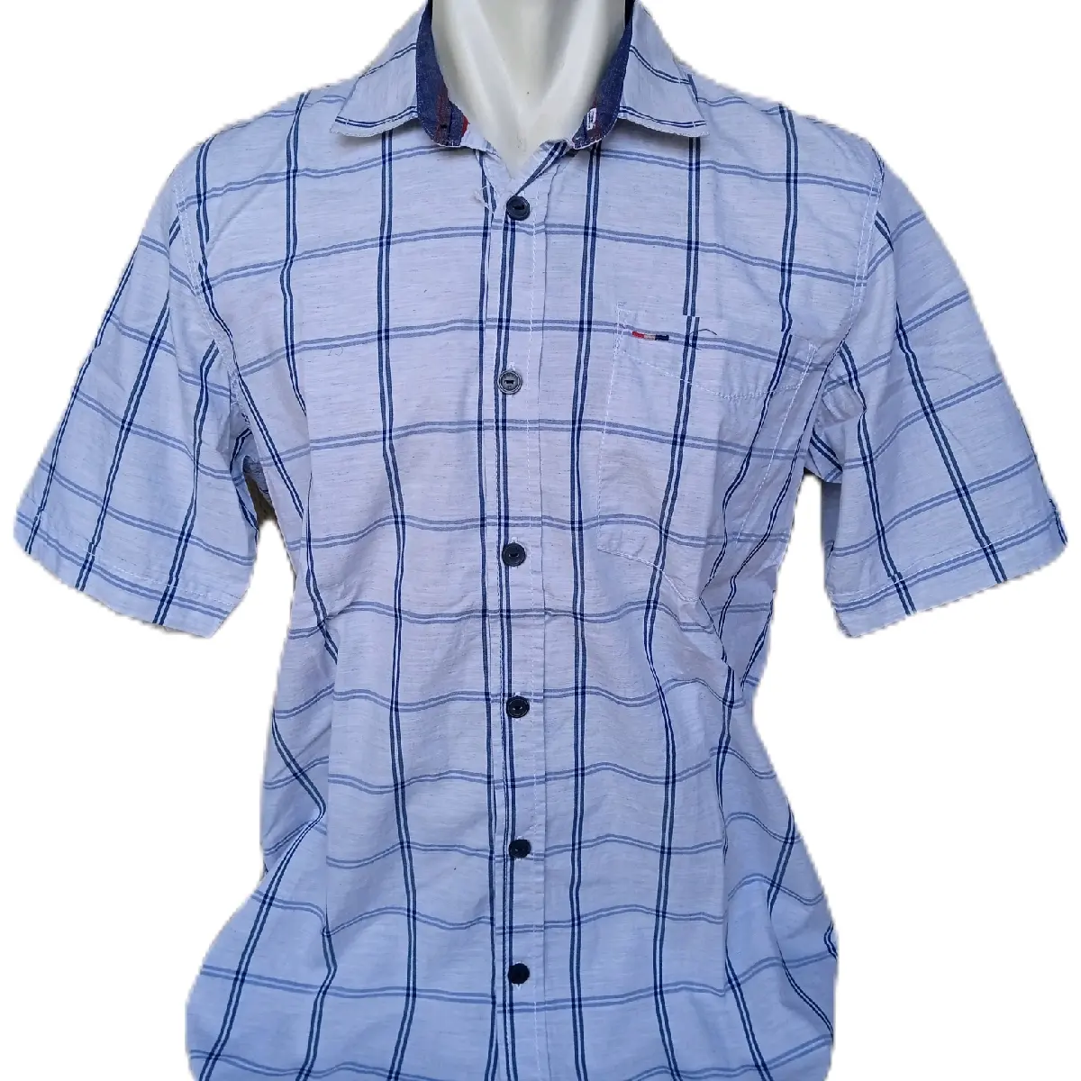 Kemeja Emba Lengan Pendek Pria Motif Kotak-kotak Kekinian Nyaman Barang Branded Casual Formal Santai