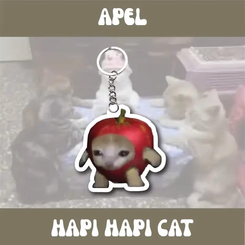 GANTUNGAN KUNCI HAPI HAPI CAT | AKRILIK 3MM | CAT | KUCING | GANCI | KEYCHAIN Besi 4