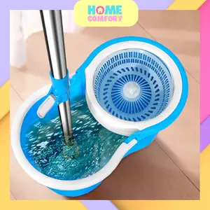 COD - Alat pel putar dan ember dengan set pemeras, sistem ember pel 360°, alat pel ajaib untuk membersihkan lantai, alat pel hemat tenaga dengan pegangan yang dapat ditarik Gagang Kain