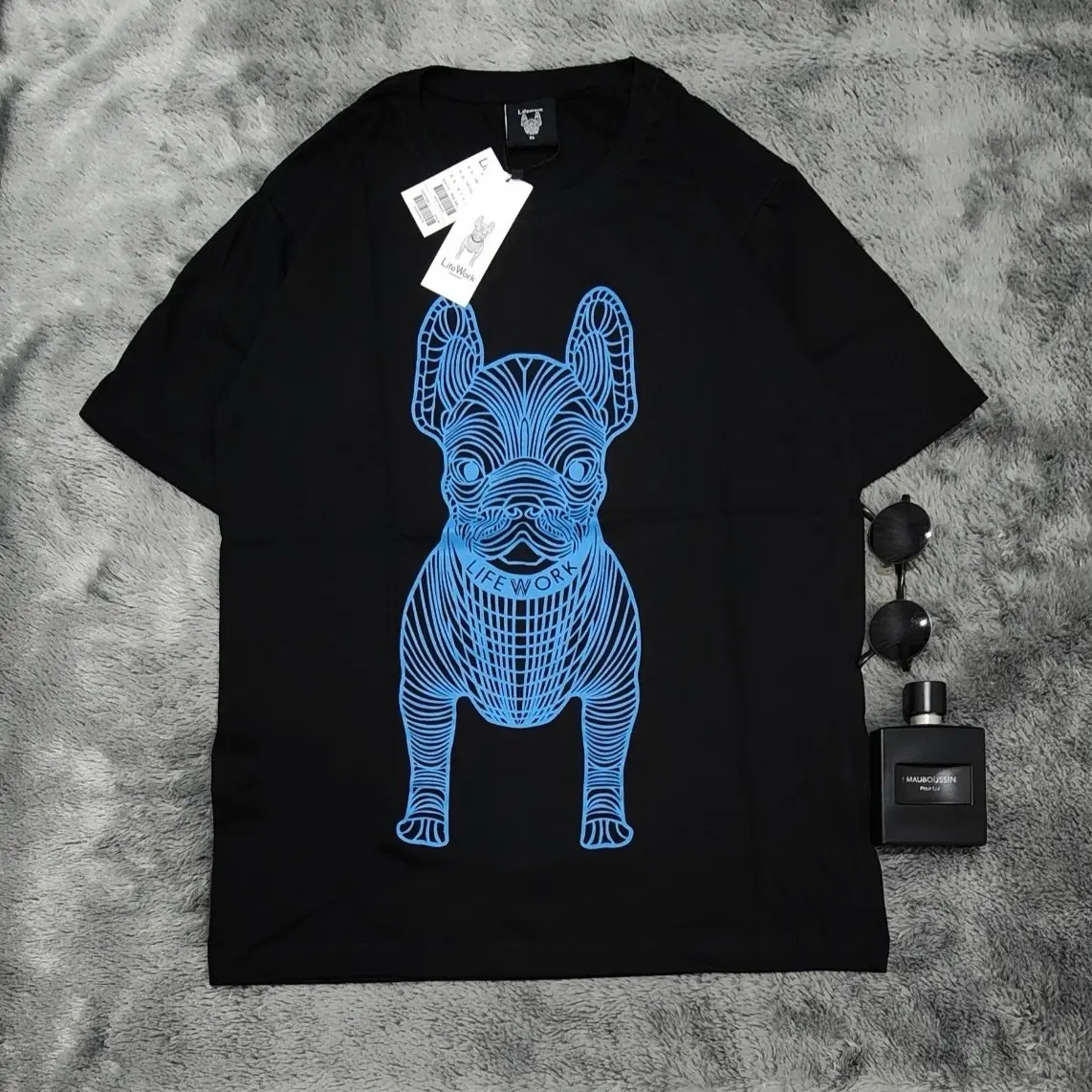 T-shirt Kaos LifeWork Bulldog Motif Sketsa Lengan Pendek Cowok Cewek Full Tag Label/Kaos Lifework Unisex Full Cotton Combad (Sablon Depan Balakang) Baju Pria Fit Katun Combed Panjang Wanita Distro Nyaman Polos Keren Branded Atasan