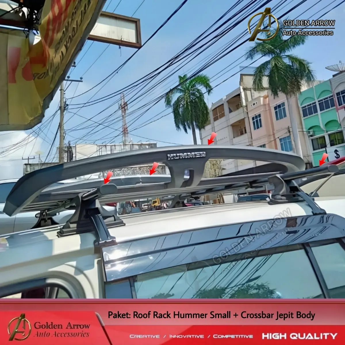 PAKET Roof Rack Hummer Small + Kaki Sport Rack Jepit Body Rak Bagasi Atas Mobil