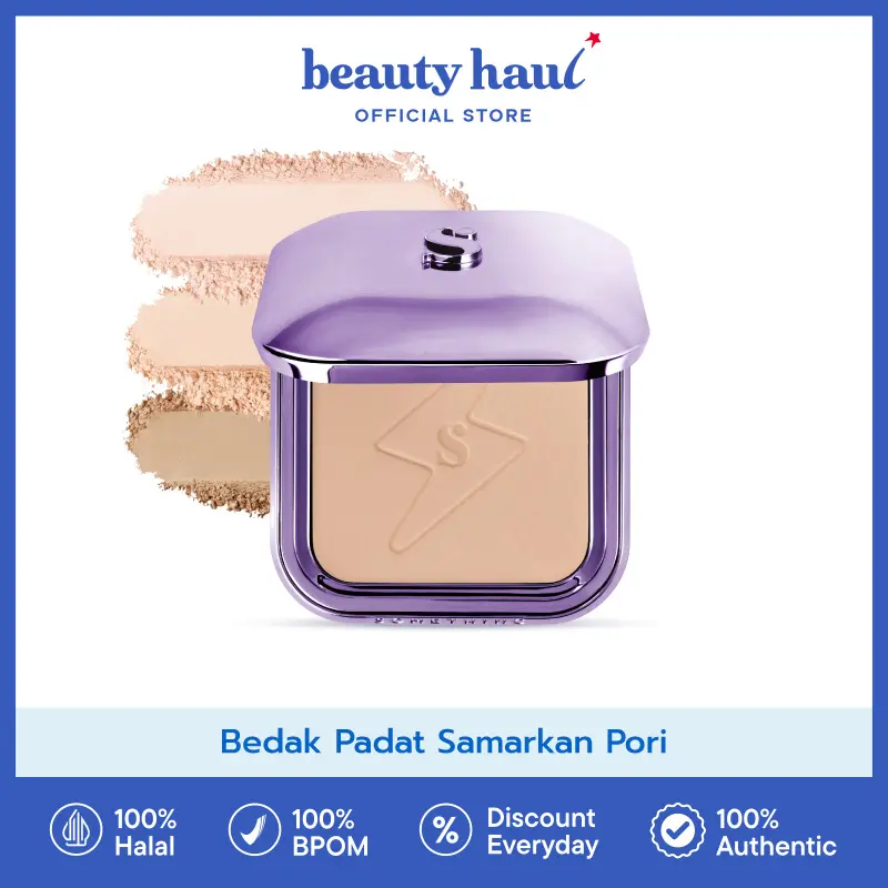 SOMETHINC Copy Paste CoverBlur Powder Foundation - Powder Foundation Full Coverage, Oil Control, Ringan, Tahan Lama, Hasil Halus & Natural Sepanjang Hari