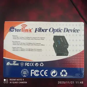 Sepasang HTB-3100 Fiber Optic Media Konverter Single Mode dengan 5V 2A EU Adaptor