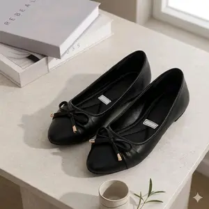 Flatshoes Sepatu Flat Wanita dengan Hiasan Pita Elegan dan Desain Pointed Toe untuk Tampilan Modern dan Nyaman