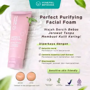 Mineral Botanica Perfect Purifying Facial Foam Acne Care 100 gr - Pencuci Wajah Berjerawat dengan Salicylic Acid & Centella Asiatica Leaf Extract