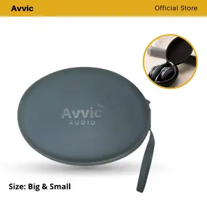 Avvic Audio Headphone Pouch Bag Tas Penyimpanan Headphone TWS Kabel Charger Storage Bag PU Leather    Black Accessories Earphone Aksesoris