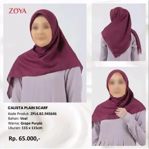 Diobral Zoya Calista hijab segiempat katun voal polos - calista scarf