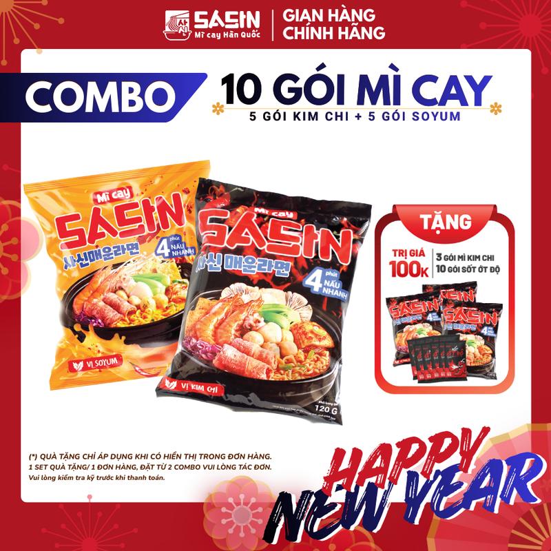  Combo 10 gói mì cay  5 Soyum + 5 Kim chi  + 10 gói xốt ớt độ BSET0117 