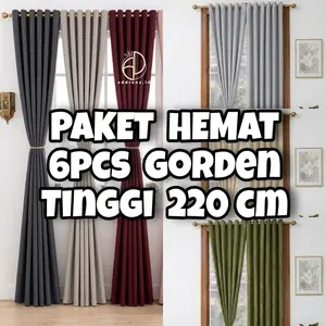 PROMO 6 PCS dan 4 PCS GORDEN JENDELA DAN PINTU MINIMALIS SMOKRING RING 10 TERLARIS UKUR TINGGI 220CM