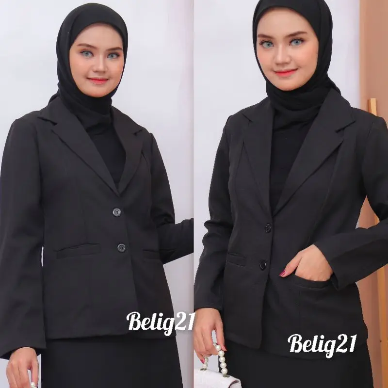 Blazer Hitam Kerja Kantor Formal Wanita Jas Wanita Hitam 1