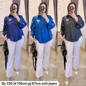 sterry blouse , kemeja wanita jeans, kemeja import