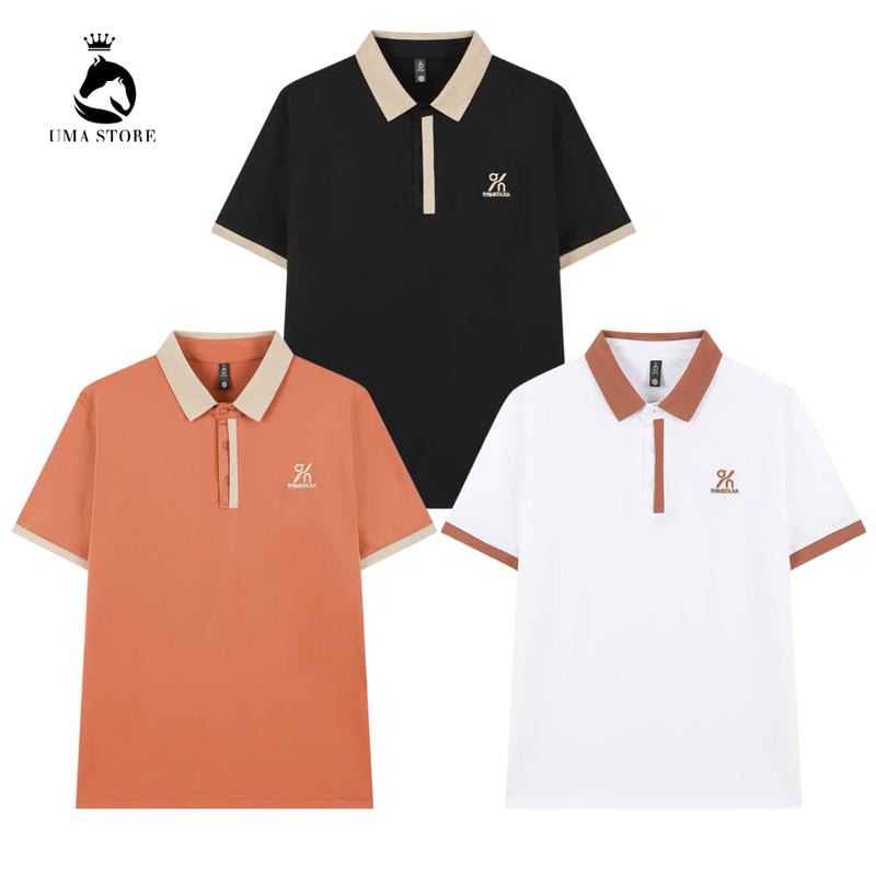 Set 2 Áo Thun Polo Thêu Nam Nữ Cổ Bẻ Thêu Chữ RNMEDLNA Sang Trọng Cao Cấp nhất của nhà UMA, vải cá sấu poly Hàn co giản 4 chiều nhiều màu Menswear Shirt