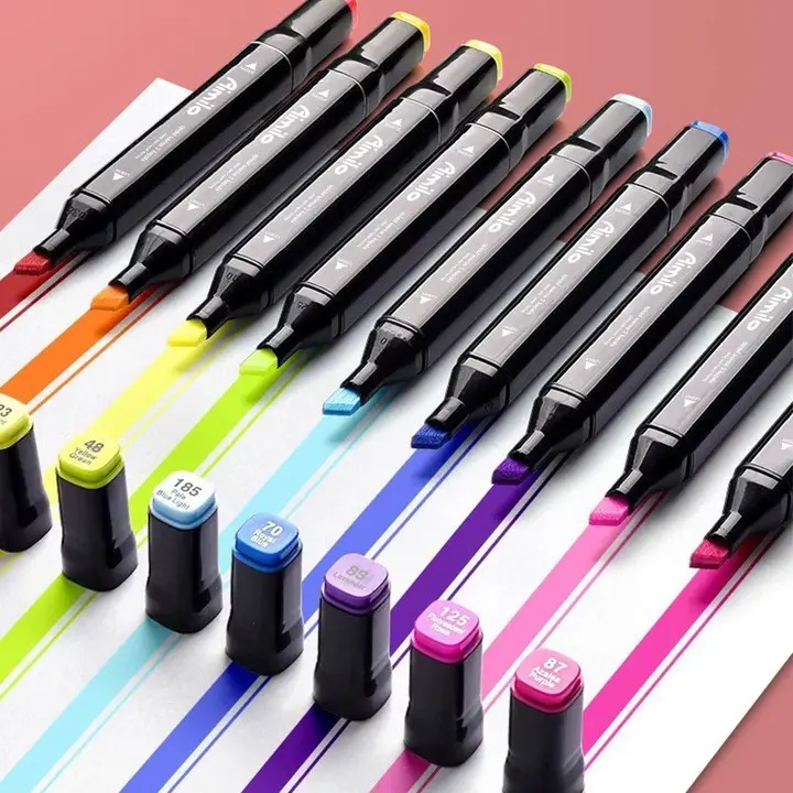 [READY] Aimilo Spidol Warna Warni 1 Set Kemasan Kartun Sketch Marker 2 Tip Touch Marker 48/60/80 Warna 7