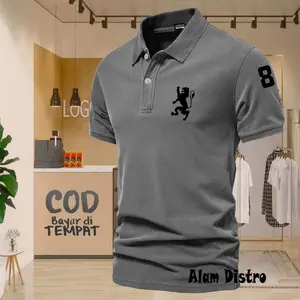COD T-shrit POLO kerah Singa 8 Text Hitam Kaos Kerah Dewasa Shirt / Kaos Wangki Pria Polo Unisex