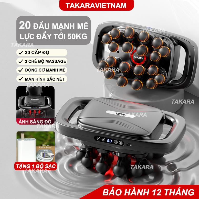   Tặng kèm củ sạc  Máy massage cầm tay 20 đầu máy mát xa toàn thân Takara S3C-20 với 3 chế độ và 30 cấp độ giúp thư giãn giảm nhức mỏi 