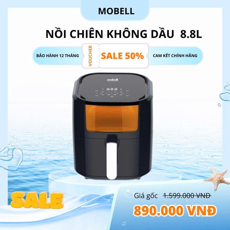 [HBT x mobell] Nồi Chiên Không Dầu Mobell YJ-711AD 8.8L Công Suất 1800W Điều Khiển Cảm Ứng Mới 12 Tháng Bảo Hành