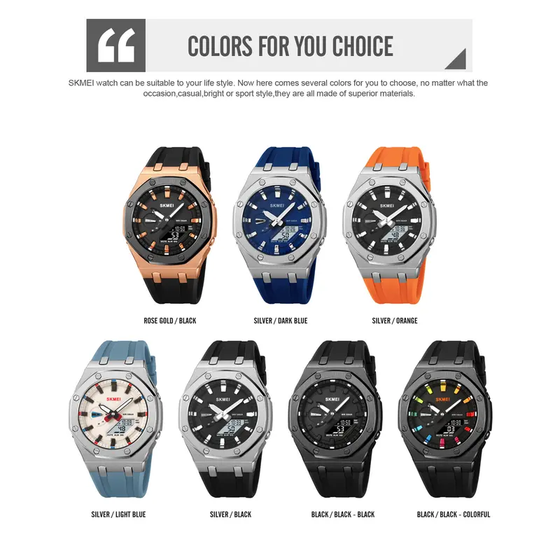 Jam Tangan Pria Analog-Digital World Time Tahan air SKMEI 2243 2