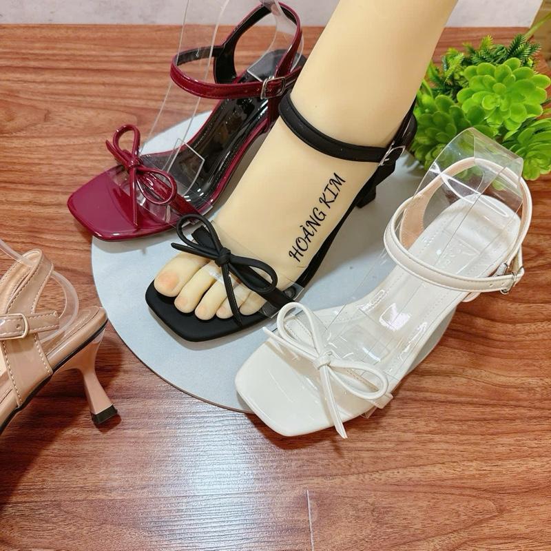  VS239- Giày Cao Gót quai trong Phối nơ   GÓT MẢNH   cao 5 phân 7 phân - VS239 
