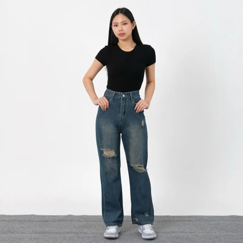 [LUXE.DLABEL] - 220 JEANS  | Celana Panjang Highwaist Wanita Jeans Jeans Wanita Polos Ripped Jeans Highwaist  Skinny Jeans Highwaist Baggy Wideleg Jeans Kulot jeans Boyfriend Jeans Kargo J 3