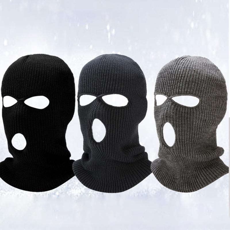 Product Introduction of Mặt Nạ Trượt Tuyết Dệt Kim 3 Lỗ, Che Toàn Mặt, Balaclava Mùa Đông, Ấm Áp, Cho Thể Thao Ngoài Trời, Thời Trang 12