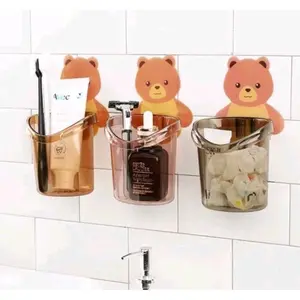 Gelas tempel gantungan motif beruang/gantungan sikat gigi/tempat sikat gigi dan odol