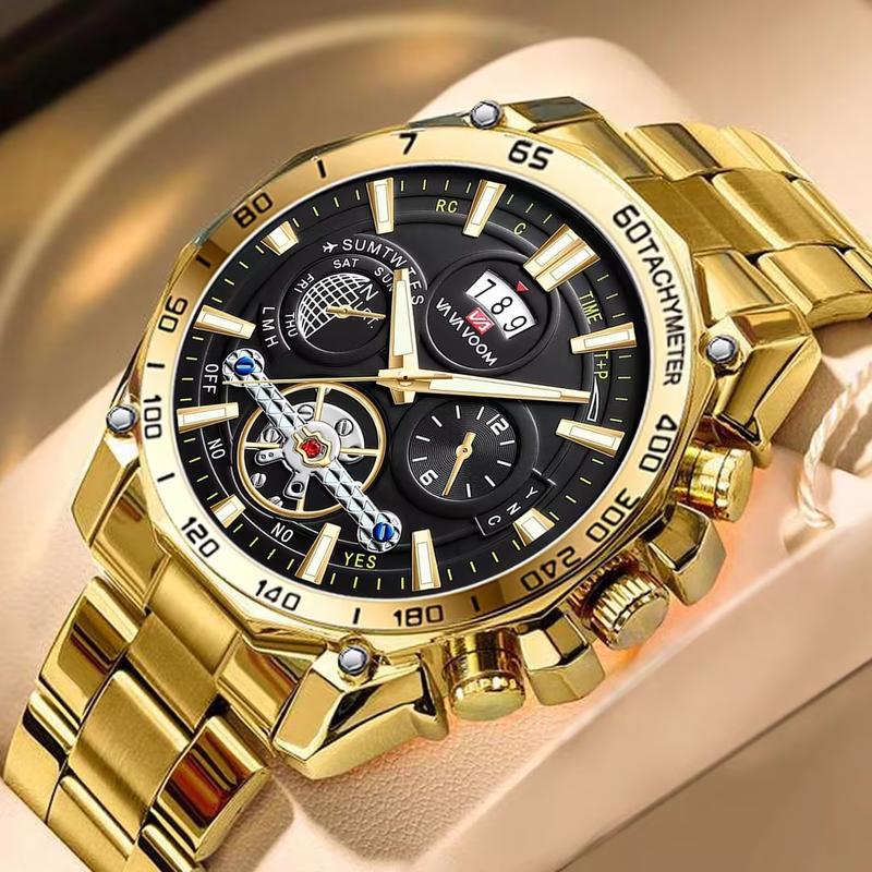 Jam Tangan Pria Anti Air Original Anti Karat Luxury Bercahaya Kalender Multifungsi Quartz Watch Men Berliku Otomatis  VA-2421 0