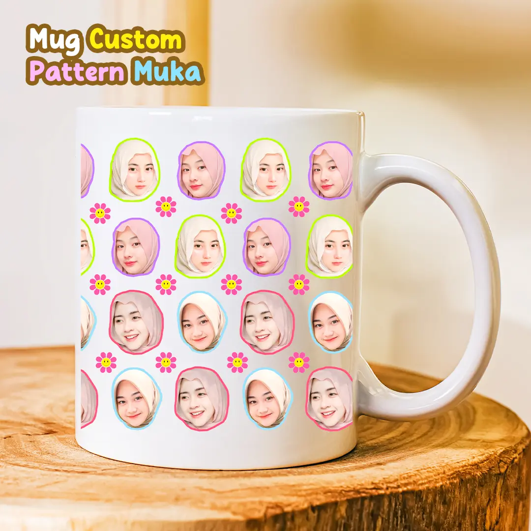 KADO MURAH GELAS MUG CUSTOM WAJAH MUKA AESTHETIC / CUSTOM MUG / MUG PATTERN KADO PACAR