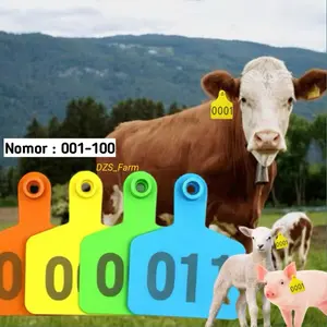 100 pcs Eartag Sapi Babi Kambing Kerbau 4x5 cm Nomor 001-100 untuk Identifikasi Hewan Ternak