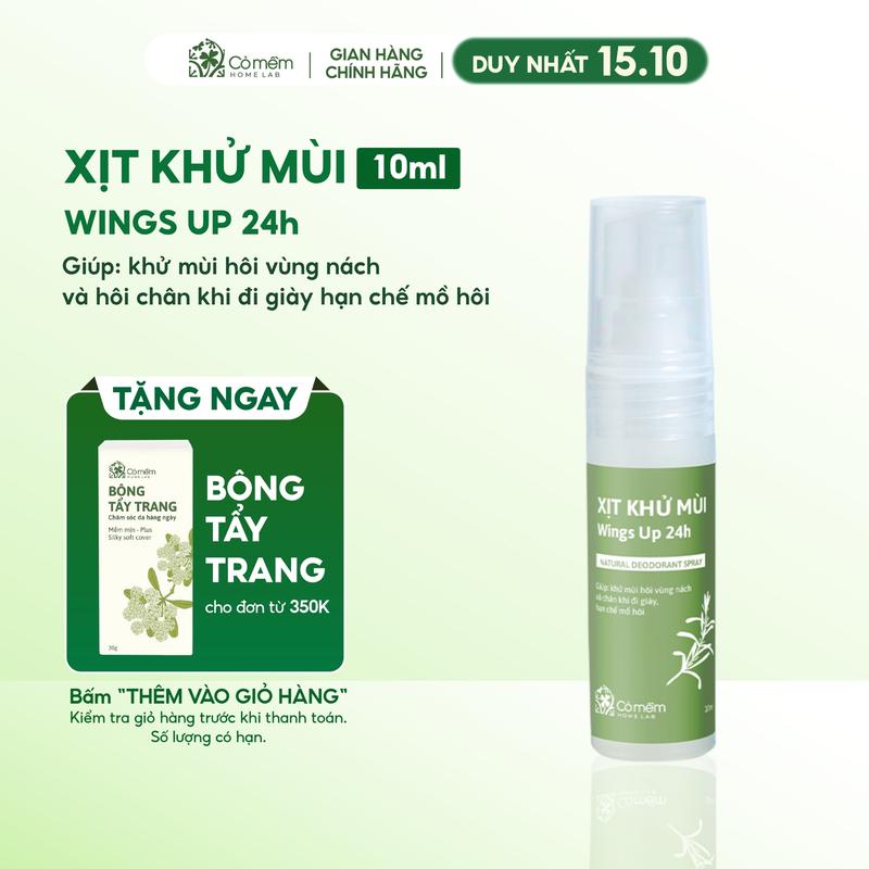 [MiniSize] Xịt Khử Mùi Wings Up 24h Khử Mùi Hôi Nách Hôi Chân Giảm Tiết Mồ Hôi Và Ngăn Ngừa Vi Khuẩn Gây Mùi Cỏ Mềm 10ml