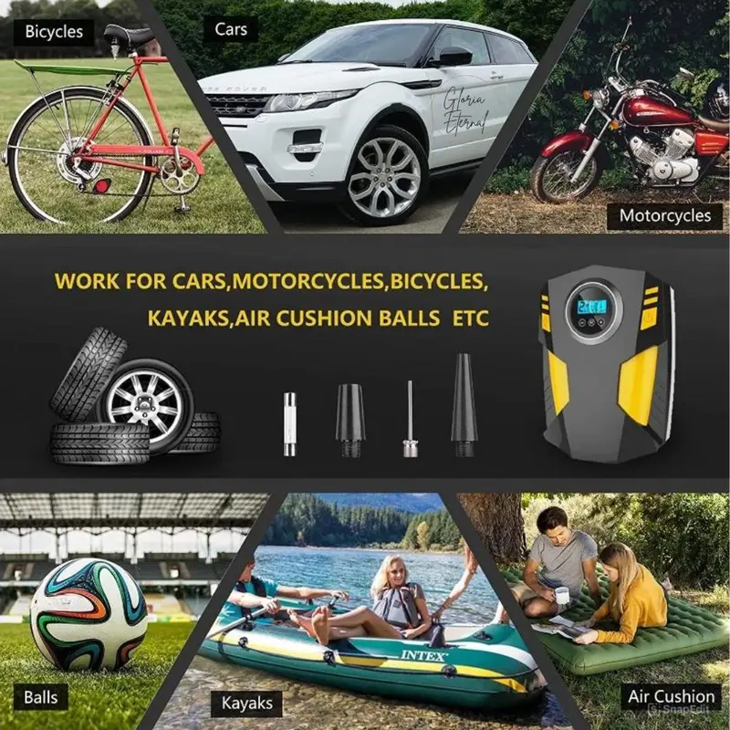 [Gloria] Pompa Ban Mobil Motor Portable Elektrik Tire Inflator LCD Display 120W Car Compressor Digital Kendaraan 7