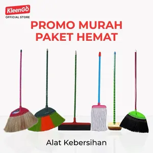 Paket Hemat Alat Kebersihan Rumah Viral – Sapu Ijuk, Pel Wiper, Sikat Gagang, Sapu Nilon | KleenGO Official COD