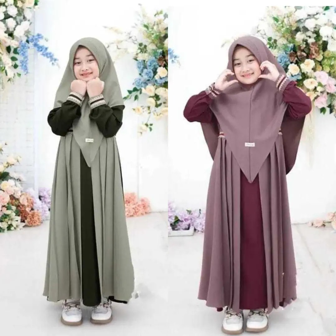 Ryana kids set khimar gamis anak perempuan usia 5-14 tahun / gamis syari anak terbaru Airflow Baju