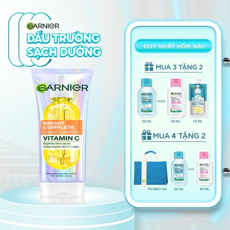 [MUA 3 TẶNG 2] Sữa Rửa Mặt Sạch Sâu Sáng Mịn & Dịu Nhẹ Garnier Bright Complete Serum Cleanser 100ml