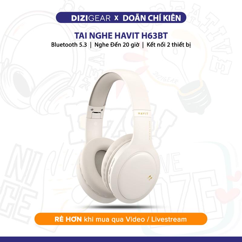 [Dizigear x Doãn Chí Kiên] Tai Nghe Headphone Bluetooth HAVIT H633BT, Kiểu Dáng Công Thái Học Nghe Đến 22H - Chính Hãng BH 12 Tháng