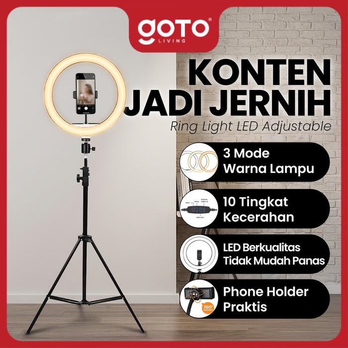 Gambar (Crazy Deal) Goto [COD] Lumen Ring Light Stand Tripod Ringlight Lampu Selfie dari Goto Living Kota Tangerang Tokopedia