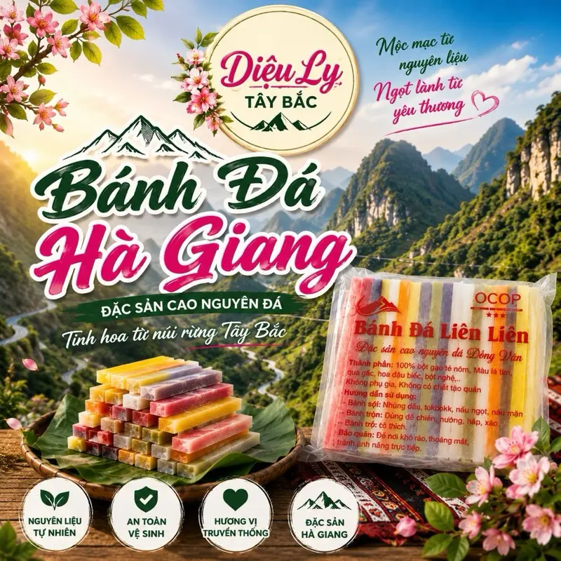 BÁNH ĐÁ Hà Giang gói 500g 1 gói Diệu Ly Tây Bắc - hàng chuẩn thái tay nhà làm thủ công - hoàn toàn từ gạo tẻ