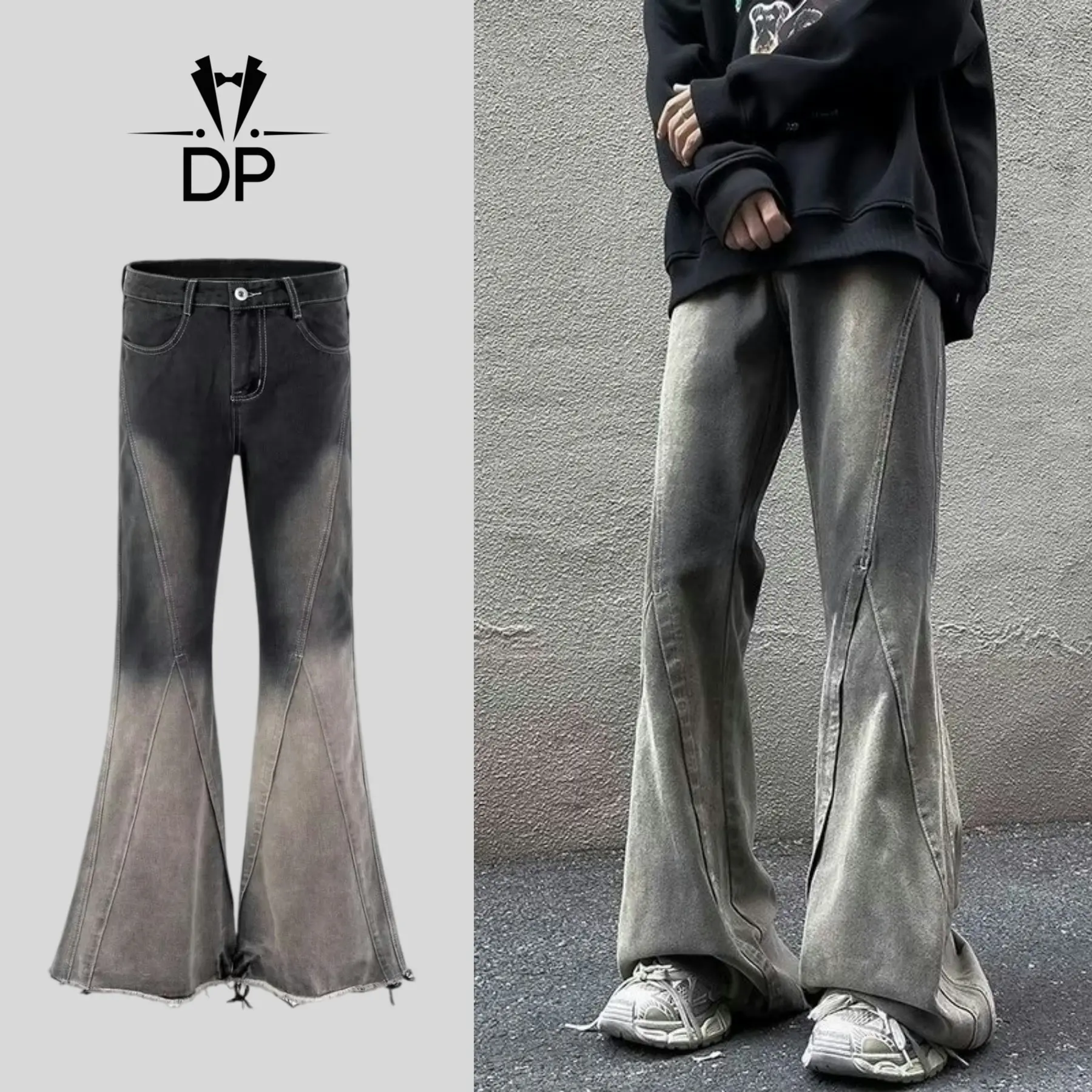American Style Retro Washed Skinny Jeans Mens Autumn All Match High Street Straight Slim Wide Leg Flared Pants Fashion Brand