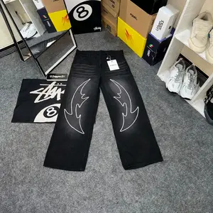 (UNISEX) Celana Baggy Jeans OVERSIZE Motif petir - Baggy Loose Jeans - LIMITED EDITION