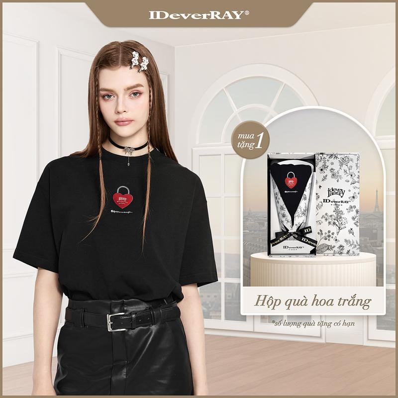 [HỘP HOA TRẮNG] Áo thun unisex cao cấp chính hãng IDeverRAY quà tặng cho người yêu thương [HEART LOCK - Khóa tình yêu] form oversize chất liệu cotton 230gsm