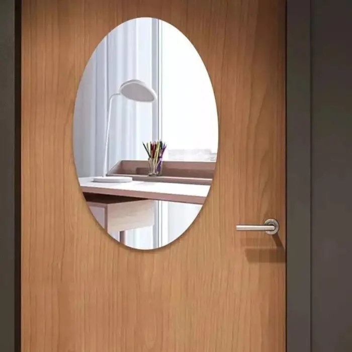 Sticker Cermin Dinding Tempel Oval Kaca Anti Pecah Wall Sticker Mirror