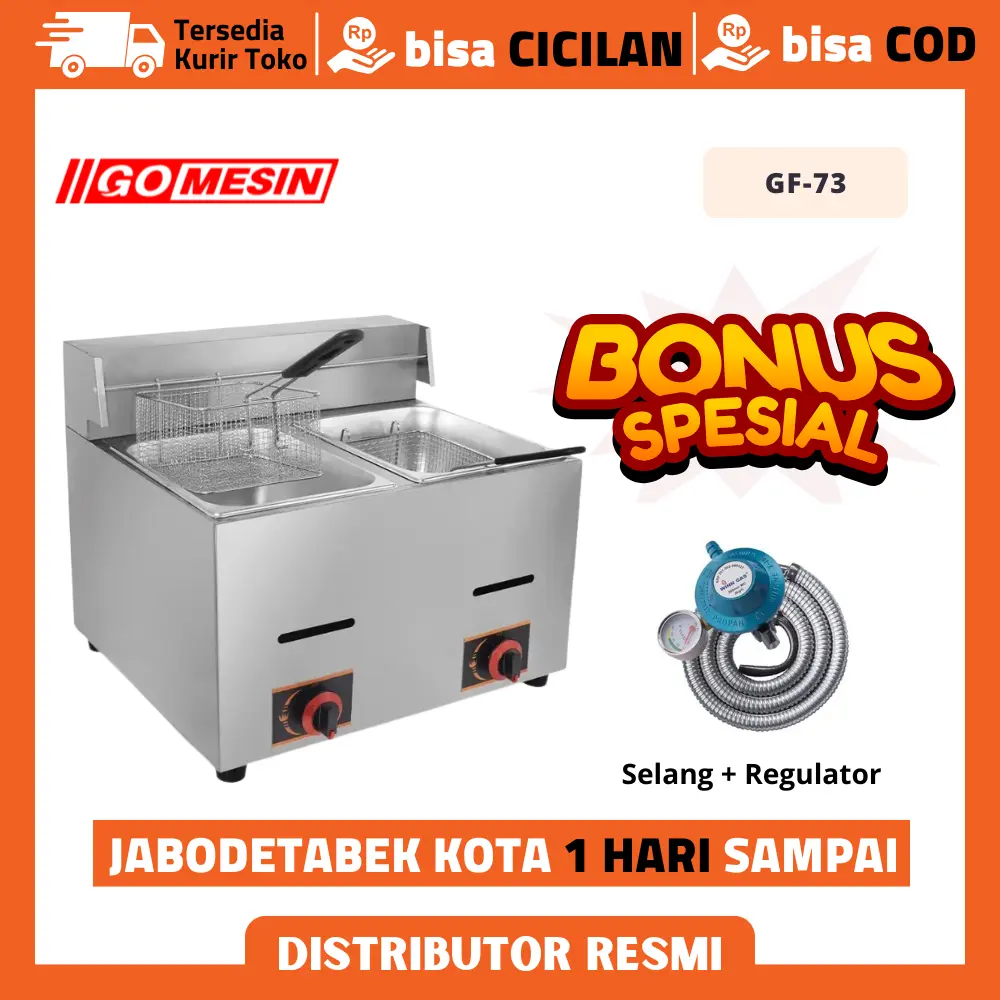Deep Fryer Gas Gomesin GF-73 Gas Deep Fryer 2 Tank Stainless