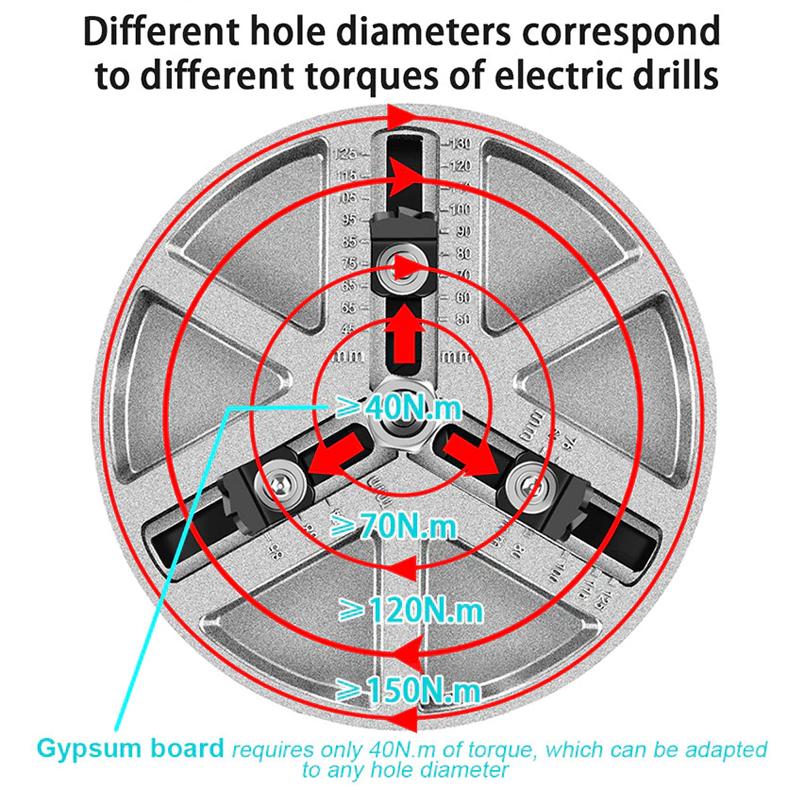 CASTA Pelubang Lingkaran Kayu 45-130mm Circle Hole Saw Adjustable - 3 Pisau Super Tajam Cocok Semua Bor untuk Downlight Spotlight Speaker Termurah