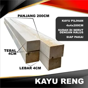 Kayu Reng Kayu Kaso 4 X 4 X 200 cm Sudah Diserut Halus Tebal 4cm Lebar 4cm Siap Pakai