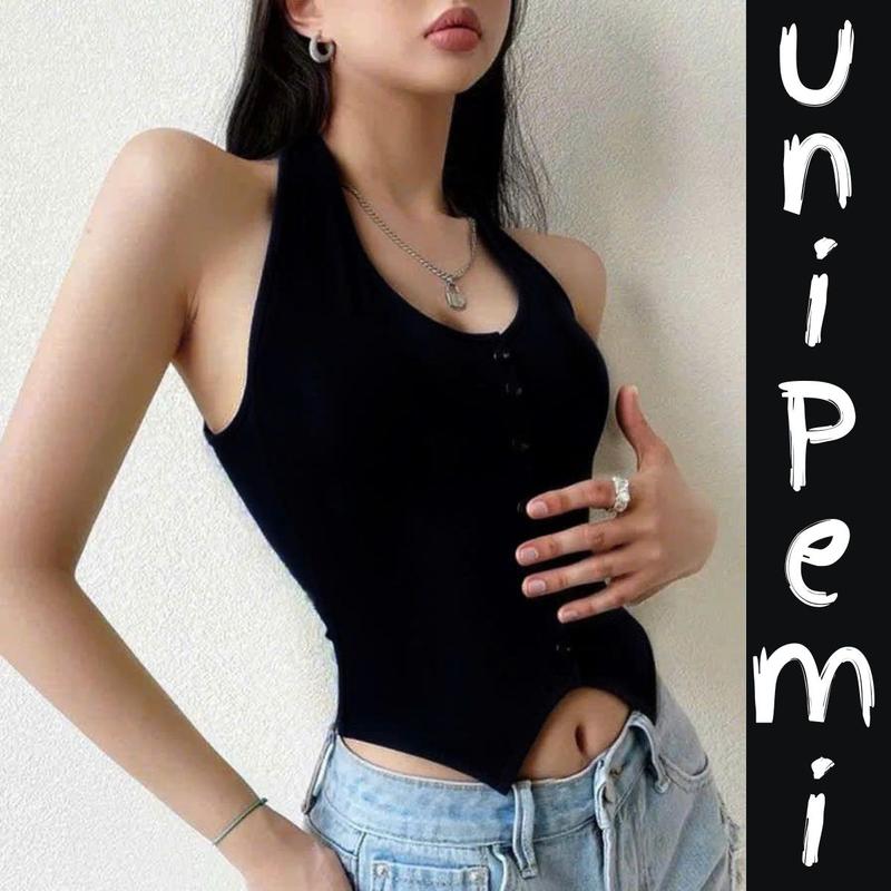 HUMEE Áo Cổ Yếm Nút Gài Vải Borip Cotton Mềm Co Giãn Tốt ATHM01 Nữ Top Women