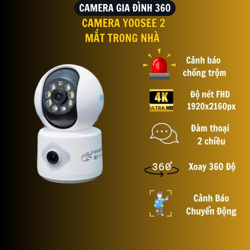  Yoosee Camera Gia Đình 360 2 Mắt Trong Nhà 2 Khung Hình Xem Cảm Biến Chuyển Động & Tích Hợp Đèn Led Chống Trộm 