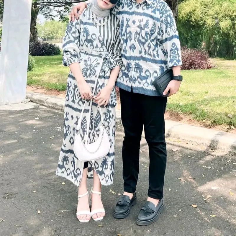 Ready stock marline white couple tenun baju lebaran outfit kondangan kemeja pria dewasa Etnik 3
