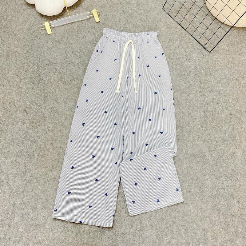  BIGSIZE  50-92kg  quần suông hoạ tiết trái tim xinh xắn cho nữ chubby bigsize dáng rộng Q566 