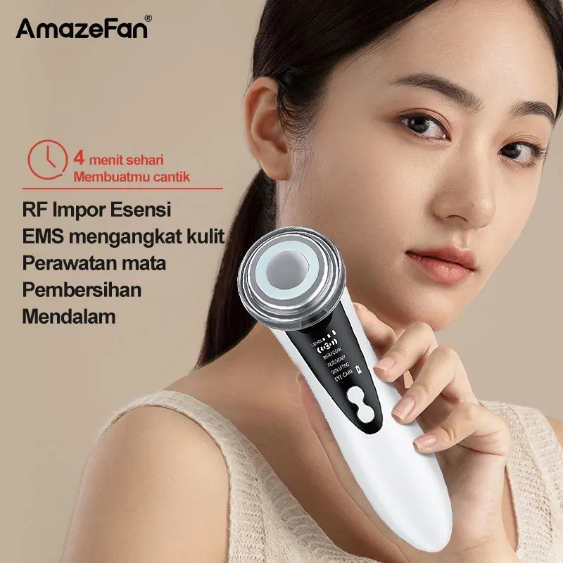 AmazeFan 4in1 setrika alat facial wajah Anti Anging alat pengecil poripori pembersih komedo wajah elektrik ion pijat face roller massager setrika kecantikan wajah RF/anti-kerut/Pemutihan/Pembersihan 0
