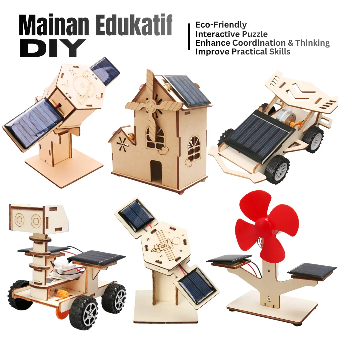 Mainan Edukasi DIY Kerajinan kayu Robot Mobil Panel Surya Solar Cell Tenaga Matahari Pajangan Eksperimen Sains Puzzle edukatif