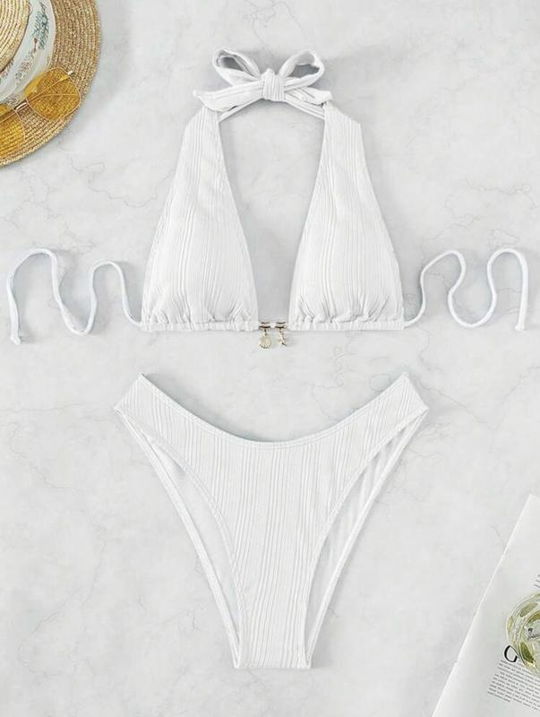 Áo Tắm Bikini, Màu Trơn Có Dây Đeo Cổ 3